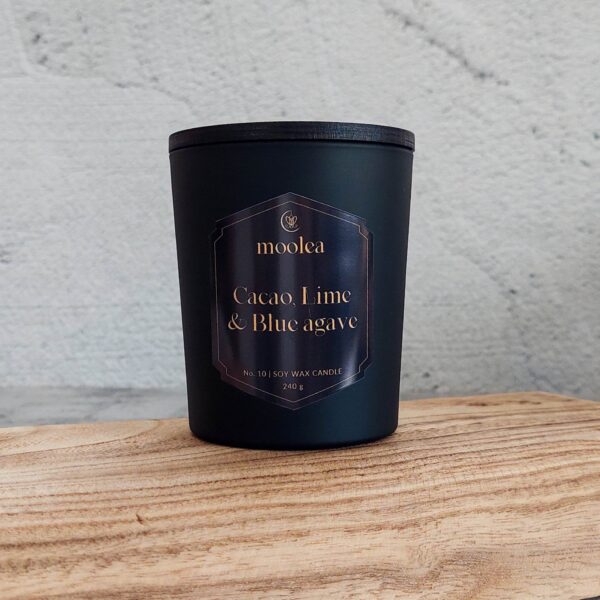 Cacao, lime and blue agave soy wax candle Moolea