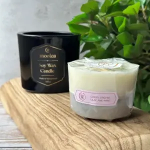 cassis, orchid, lilac and mint soy wax candle refill Moolea